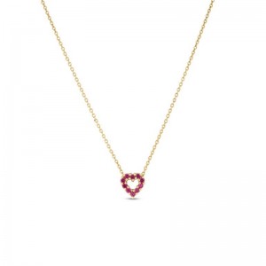 18K Ruby and Diamond Reversible Heart Pendant Necklace