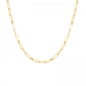 18K Yellow Gold Paperclip And Round Link Chain Necklace By Roberto Coin