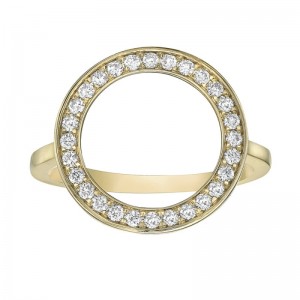 14K Yellow Gold Diamonds Open Circle Ring