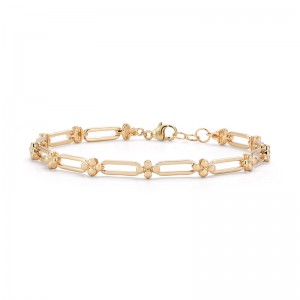 14K Yellow Gold Poppy Rae Pebble Link Bracelet