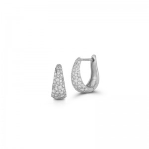 14K White Gold Large Tapered Hoop Earrings