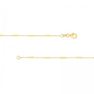 14K Yellow Gold Bar Station Cable Chain Bracelet