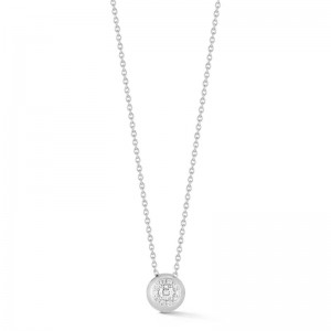 14K White Gold Halo Pendant Necklace