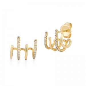 14K Yellow Gold Stud Ear Cuff