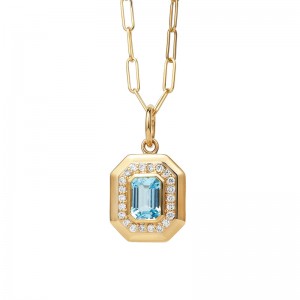 Syna 18K Yellow Gold Geometeix Emerald Shape Pendant By Syna