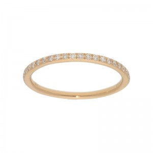 14K Yellow Gold Pave Set Diamonds Half Way Around Ring