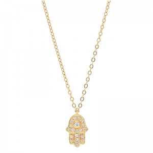 14K Yellow Gold Hamsa Pendant Necklace