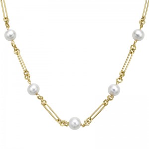 14K Yellow Gold Fresheater Pearls Tincup Necklace