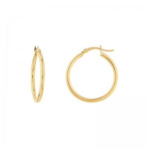 14K Yellow Gold 2Mm X 25Mm Round Hollow Hoop Earrings By Pd Collection