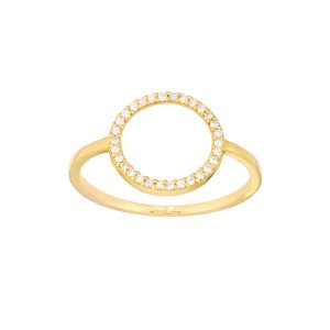 14k Diamond Open Circle Ring