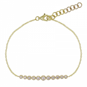 14K Yellow Gold Crown Prong Set Cable Chain Bracelet