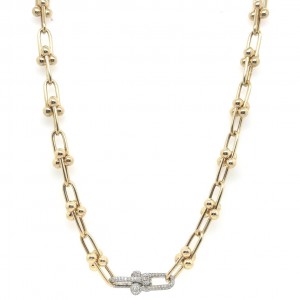 14k Diamond Ball Link Necklace