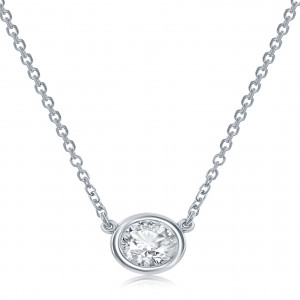 14k Diamond Bezel Pendant Necklace