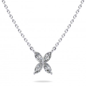 14k Diamond Four Stone Marquise Pendant