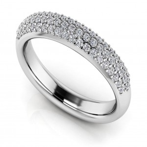 14k Three Row Pave Diamond Ring