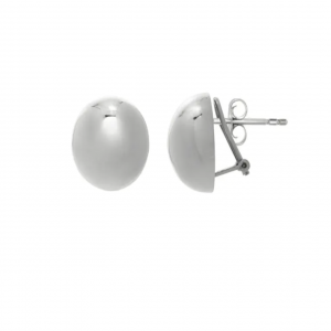 Sterling Silver Puffed Button Stud Earrings