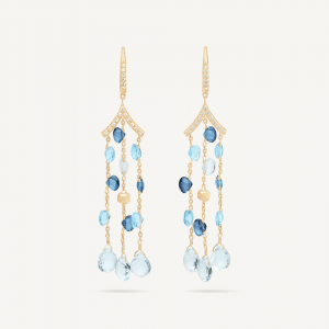 18k Diamond and Topaz Three-Strand Chandelier Earrings