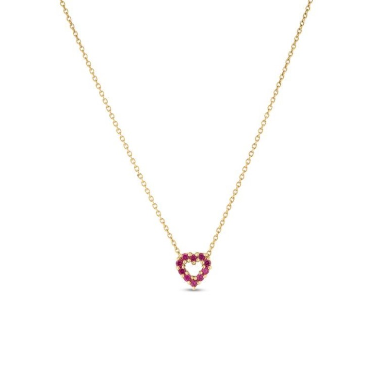 18K Ruby and Diamond Reversible Heart Pendant Necklace