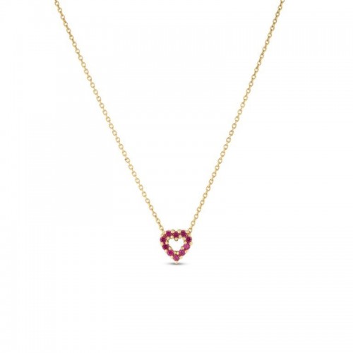 18K Ruby and Diamond Reversible Heart Pendant Necklace