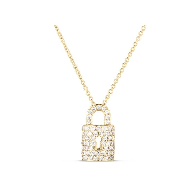14kt Gold Diamond Starburst Lock Necklace