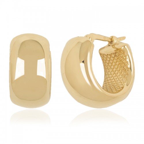 14K Yellow Gold Plain Huggie Hoop Earrings By PD Collection