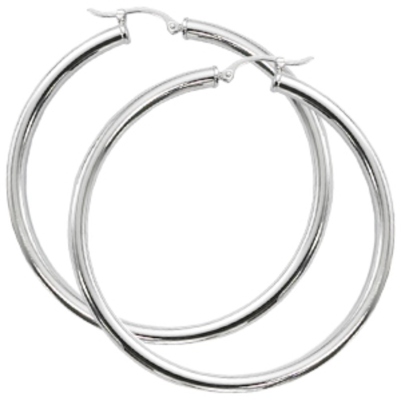 Sterling Silver Tube Hoop Earrings With Snap Down Wire Backs By PD Collection