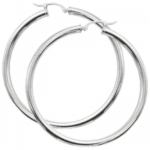 Sterling Silver Tube Hoop Earrings With Snap Down Wire Backs By PD Collection