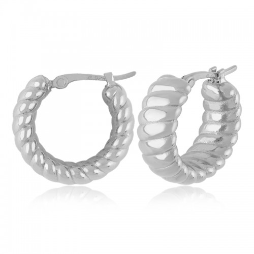 Sterling Silver Shrimp Huggie Hoop Earrings By PD Collection