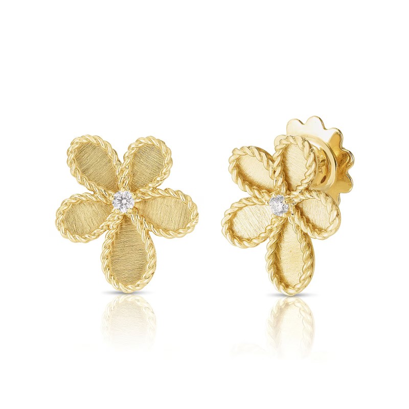 18K Diamond Flower Stud Earrings