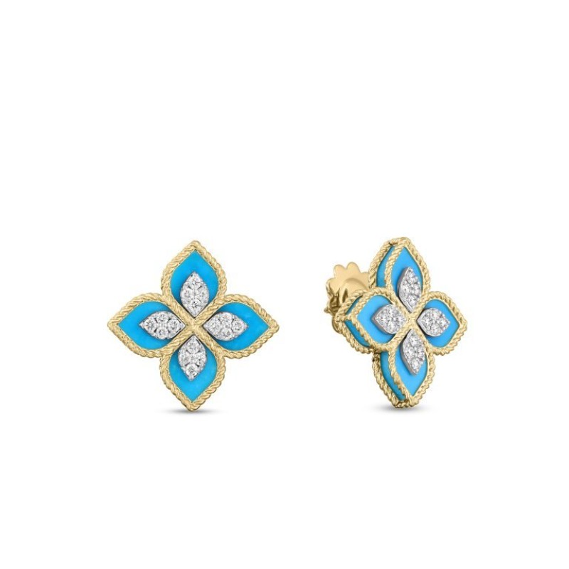 18K White And Yellow Gold Venetian Princess Stud Earrings By Roberto Coin