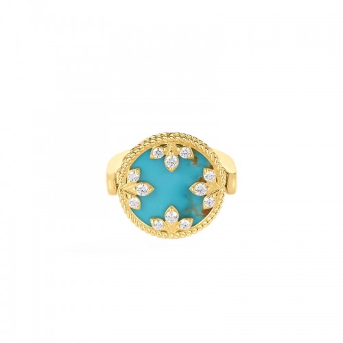 18K Yellow Gold Venetitan Princess Medallion Ring