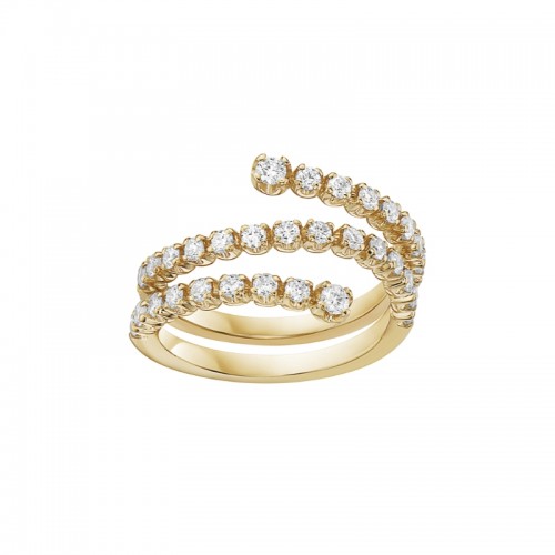 14K Yellow Gold Diamonds Coil Bypass Ring