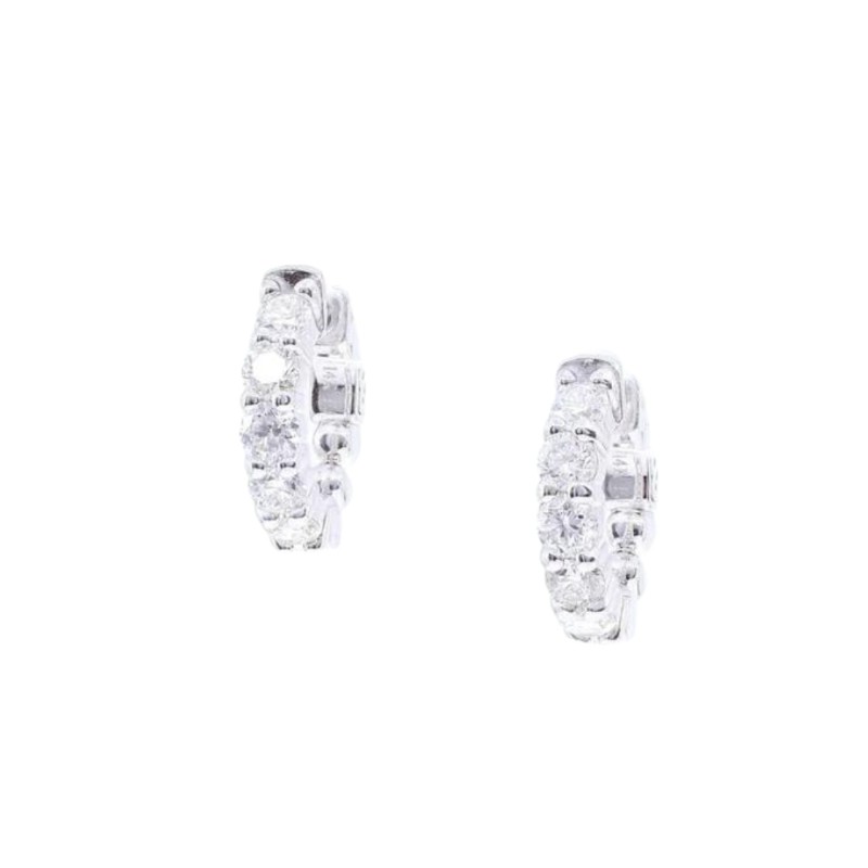 14K Diamond Huggie Hoop Earrings