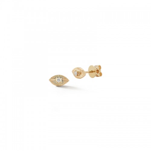 14K Yellow Gold Teddi Paige Fluted Evil Eye Stud Earrings