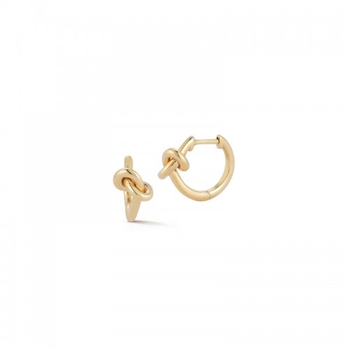 14K Yellow Gold Nana Bernice Knot Huggie Hoop Earrings