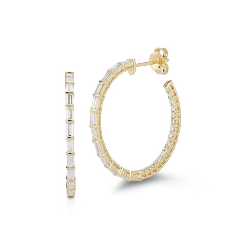 14K Yellow Gold Stud Hoop Earrings