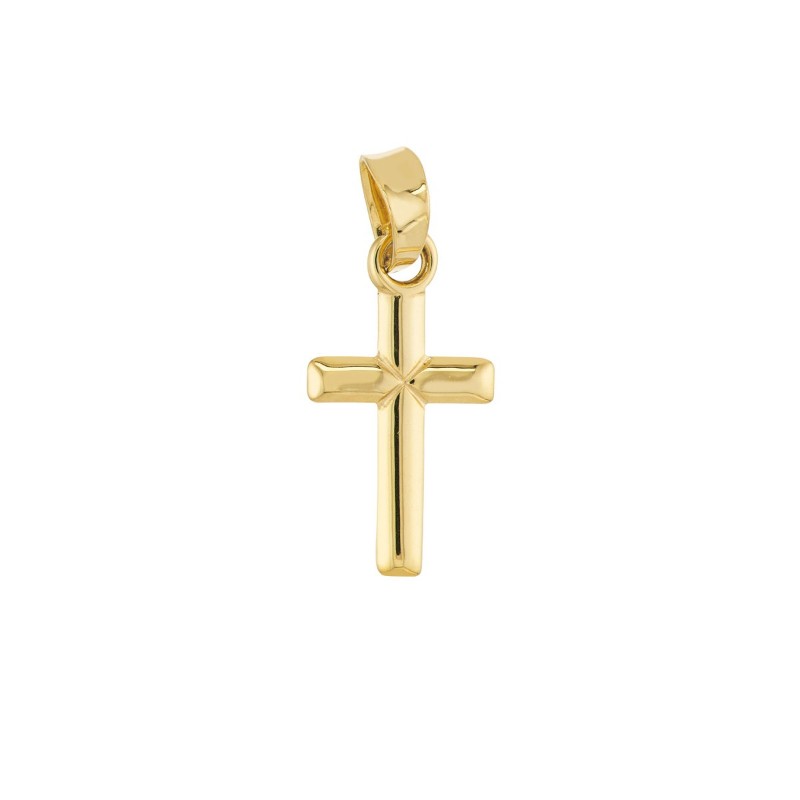 14k Bezel Edge Cross Pendant