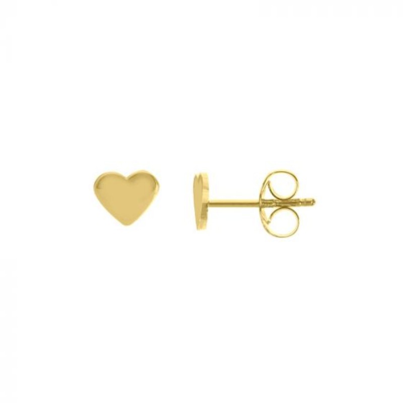 14k Flat Heart Stud Earrings