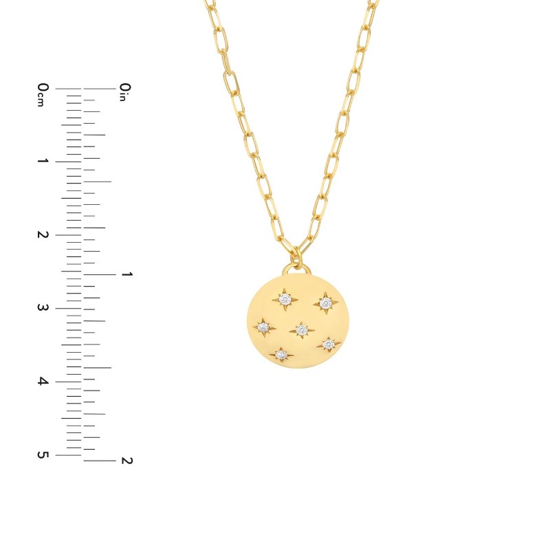 14k Diamond Scattered Star Medallion Necklace