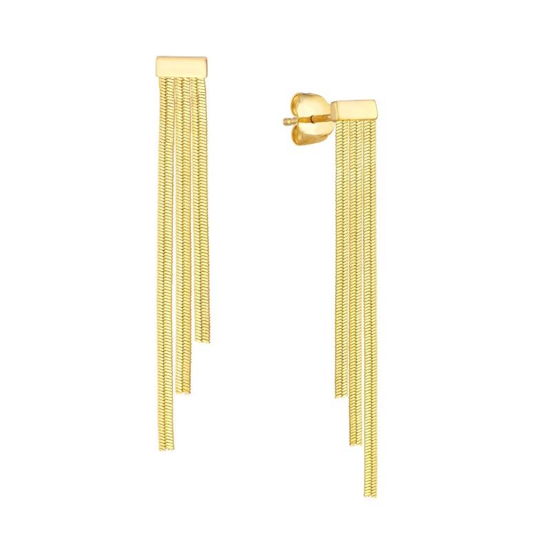 14k Assending Triple Snake Chain Earrings