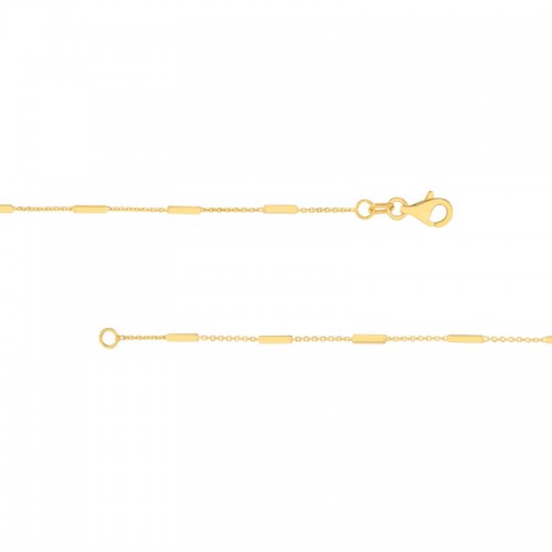 14K Yellow Gold Bar Station Cable Chain Bracelet