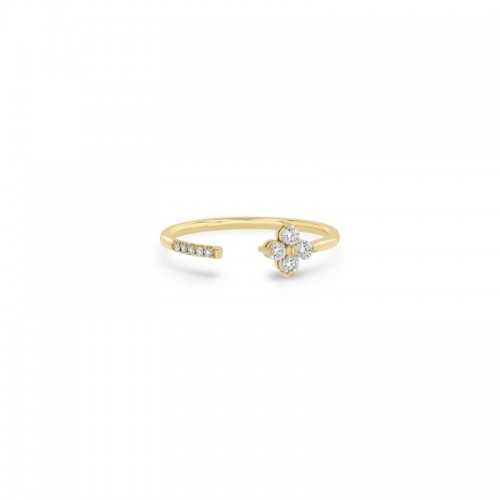 14K Yellow Gold Quad And Pave Diamond Open Ring