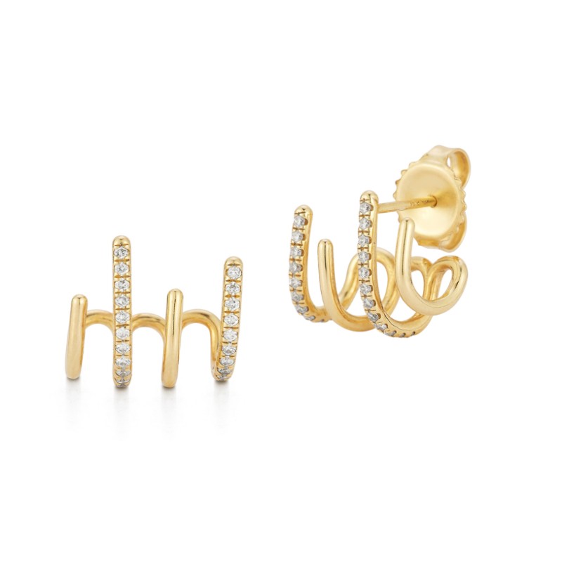 14K Yellow Gold Stud Ear Cuff