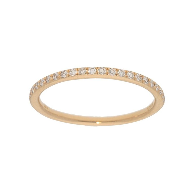 14K Yellow Gold Pave Set Diamonds Half Way Around Ring