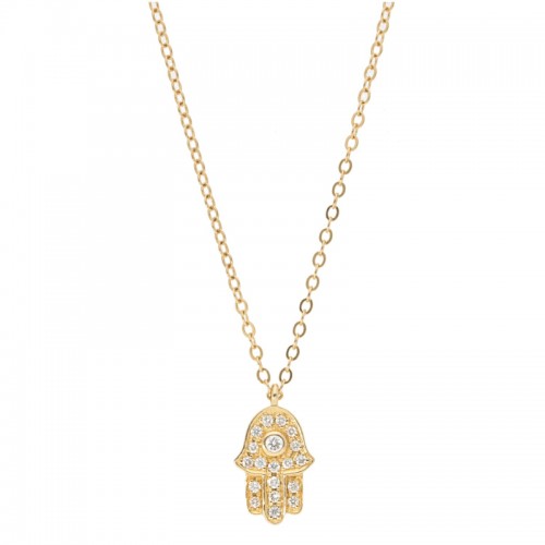 14K Yellow Gold Hamsa Pendant Necklace