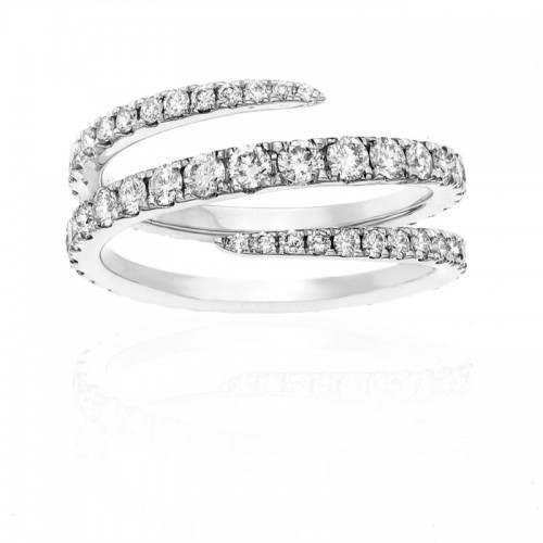 14K White Gold Thin Wrap Around Diamond Ring