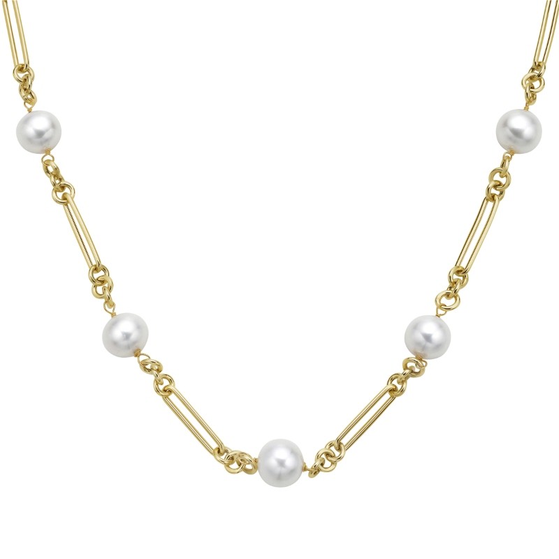 14K Yellow Gold Fresheater Pearls Tincup Necklace