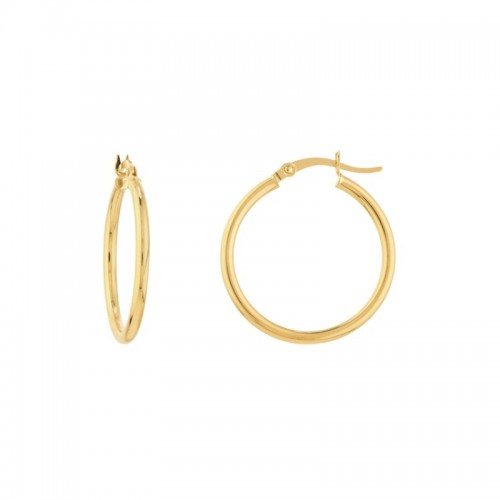 14K Yellow Gold 2Mm X 25Mm Round Hollow Hoop Earrings By Pd Collection