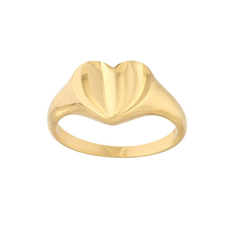 14k Mini Flat Heart Signet Ring