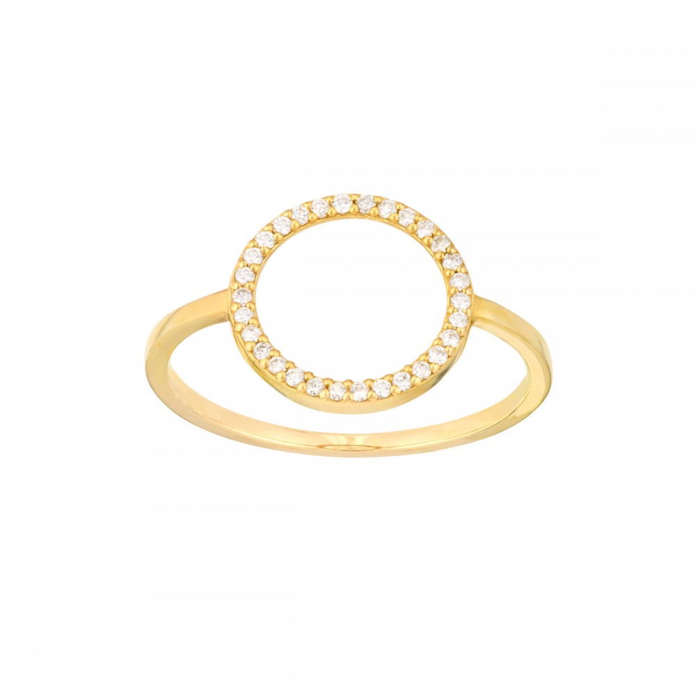 14k Diamond Open Circle Ring